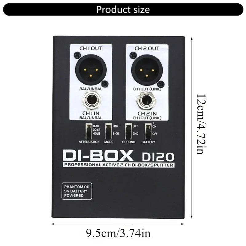 Audio DI Box Professional DI 2 2 channel Audio DI Box Passive DIRECT BOX Low Noise Guitar Bass Channel Audio Converter