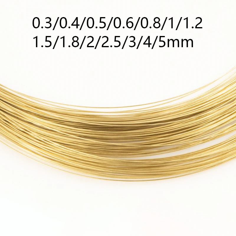 Solid Brass Wire 0.3mm 0.5mm 0.8mm 1mm 1.5mm 2mm 2.5mm 3mm 4mm 5mm Various Lengths stainless steel wires 1/2/5/10Meter
