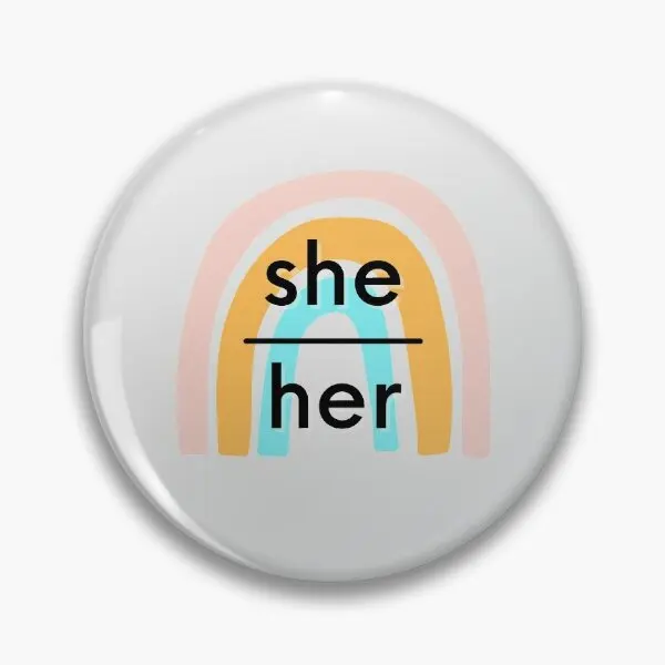 

She Her Rainbow Soft Button Pin Cartoon Creative Brooch Lapel Pin Women Cute Metal Fashion Collar Badge Hat Funny Decor Lover
