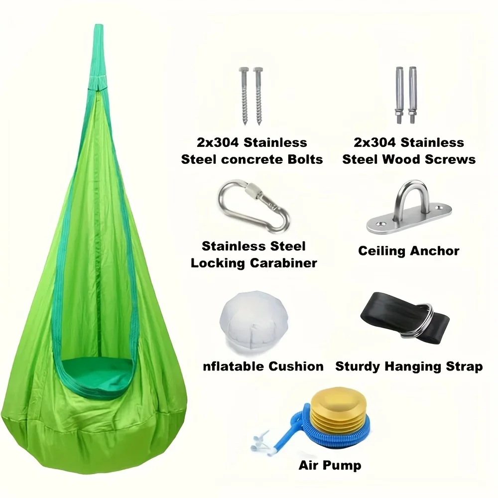 New Children's Hanging Chair Portable Parachute Cloth Swing Bed Indoor Courtyard Model with Inflatable Cushion Hanging Chair