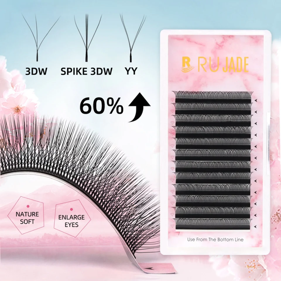 

W Shaped Bloom Eyelashes 2D 3D Automatic Flowering Premade Fans Eyelash Extensions Mesh Net Cross Lash Double Tips YY Shape Lash