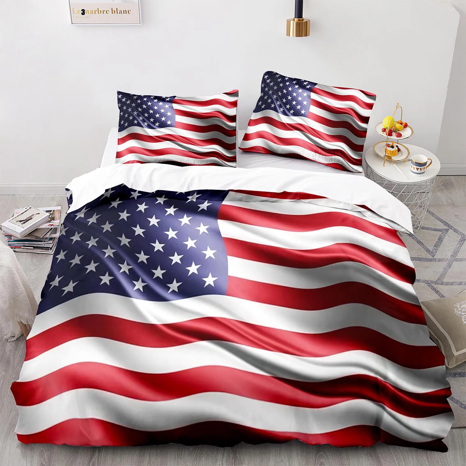 New USA Flag Bedding Set Single Twin Full Queen King Size United States Bed Sets American Aldult Kid Bedroom Duvetcover 01 | Дом и сад