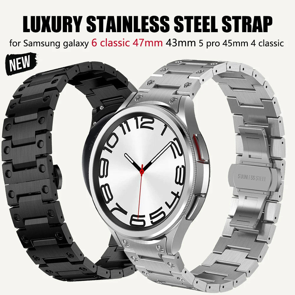 

Stainless Steel Strap for Samsung Galaxy Watch 4/5/6 44mm 40mm Watch 4 6 Classic 47mm 43mm 46mm 42mm No Gaps Metal Bracelet Band