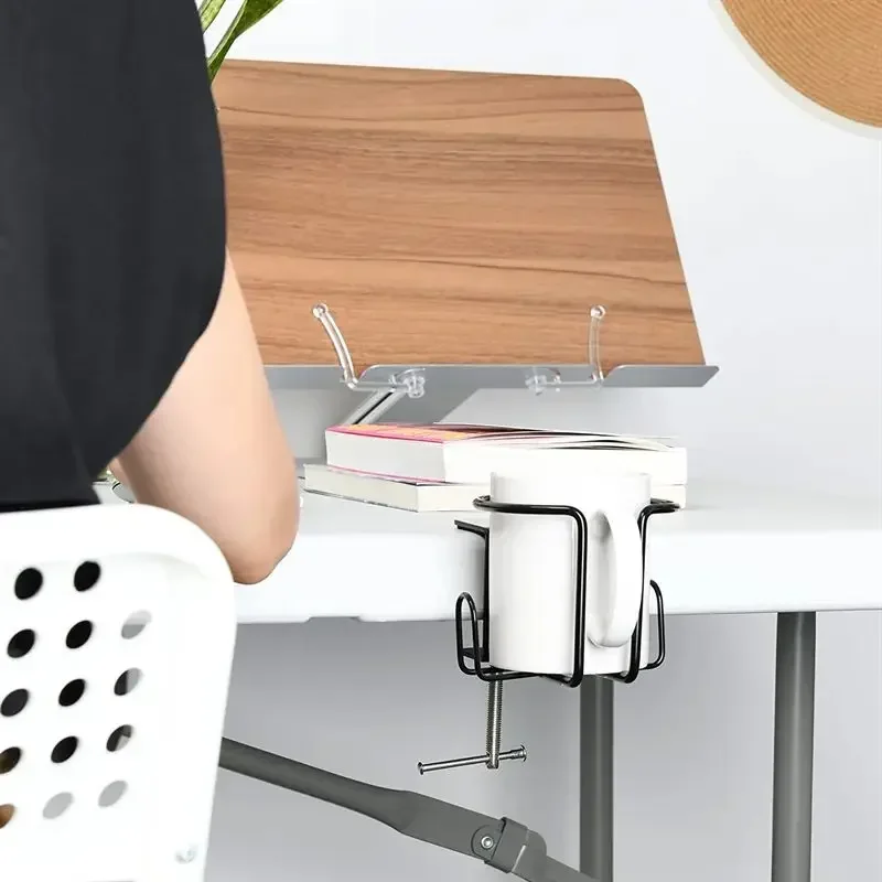 Home Clip On Table Cup Holder Horizontal Vertical Mount Anti Spill Office Desktop Mug Rack Metal Clamp Water Bottle Storage Tray cup storage holder