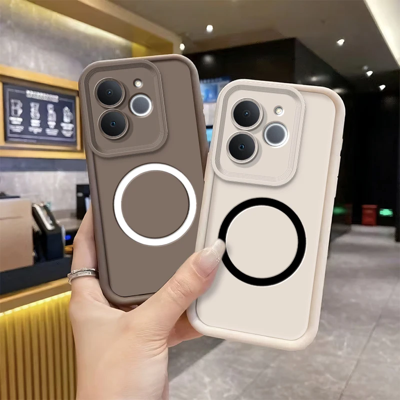 Candy Colored Soft Silicone Phone Case with Wireless Magnetic Ring Sticker