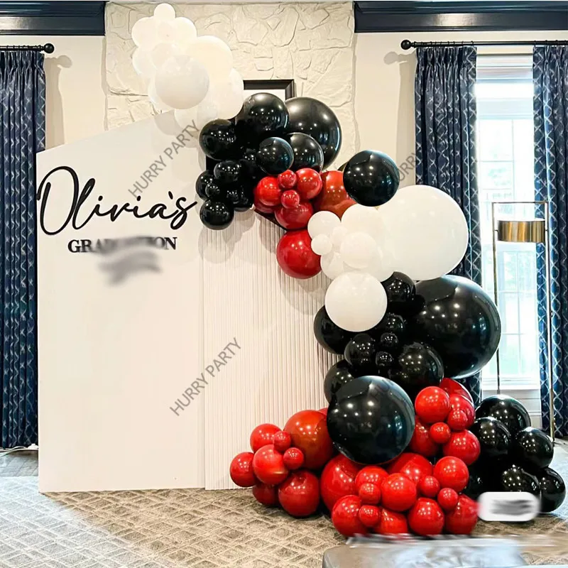

124 свадебные вечеринки украшены черно - белыми латексными шарами, гирляндами для будущих невест день рождения детский душ вечеринка