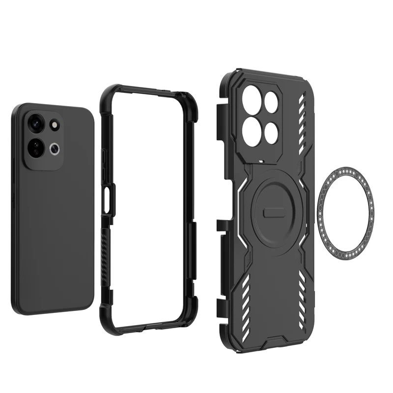 ELVEV Magnetic Wing Shield Case - Hard PC + Soft TPU Wireless Charging Phone Cover