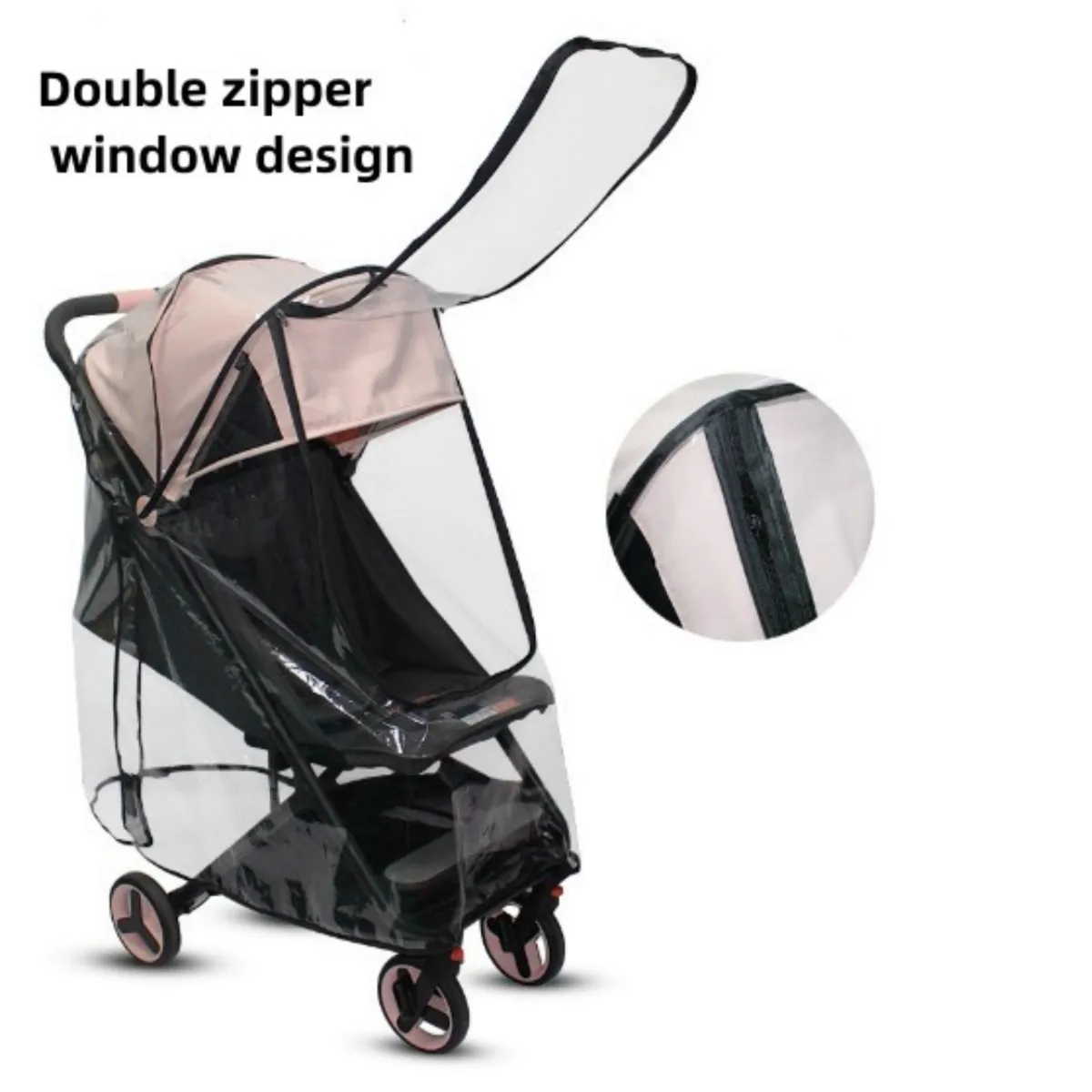 Universal baby stroller plastic rain cover and windproof rain cover, lightweight waterproof and weatherproof transparent umbrella, stroller accessories, stroller rain cover