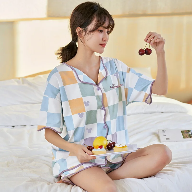 Spring Cardigan Lapels Nightwear Girls Young Women's Pajama Sets Pyjamas Loose Sleepwear Female Loungewear Pijama Mujer Homewear