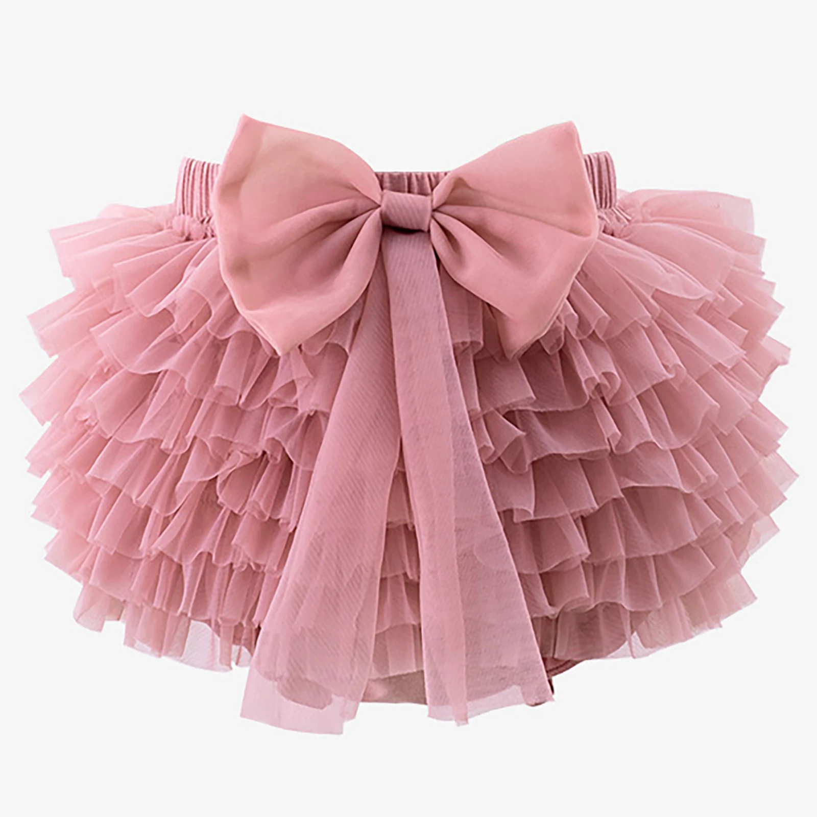 

ZDHoor Infant Girl Princess Dresses Tulle Tutu Skirt with Bow Elastic Waistband Layered Dress Ruffled Diaper Cover Shorts