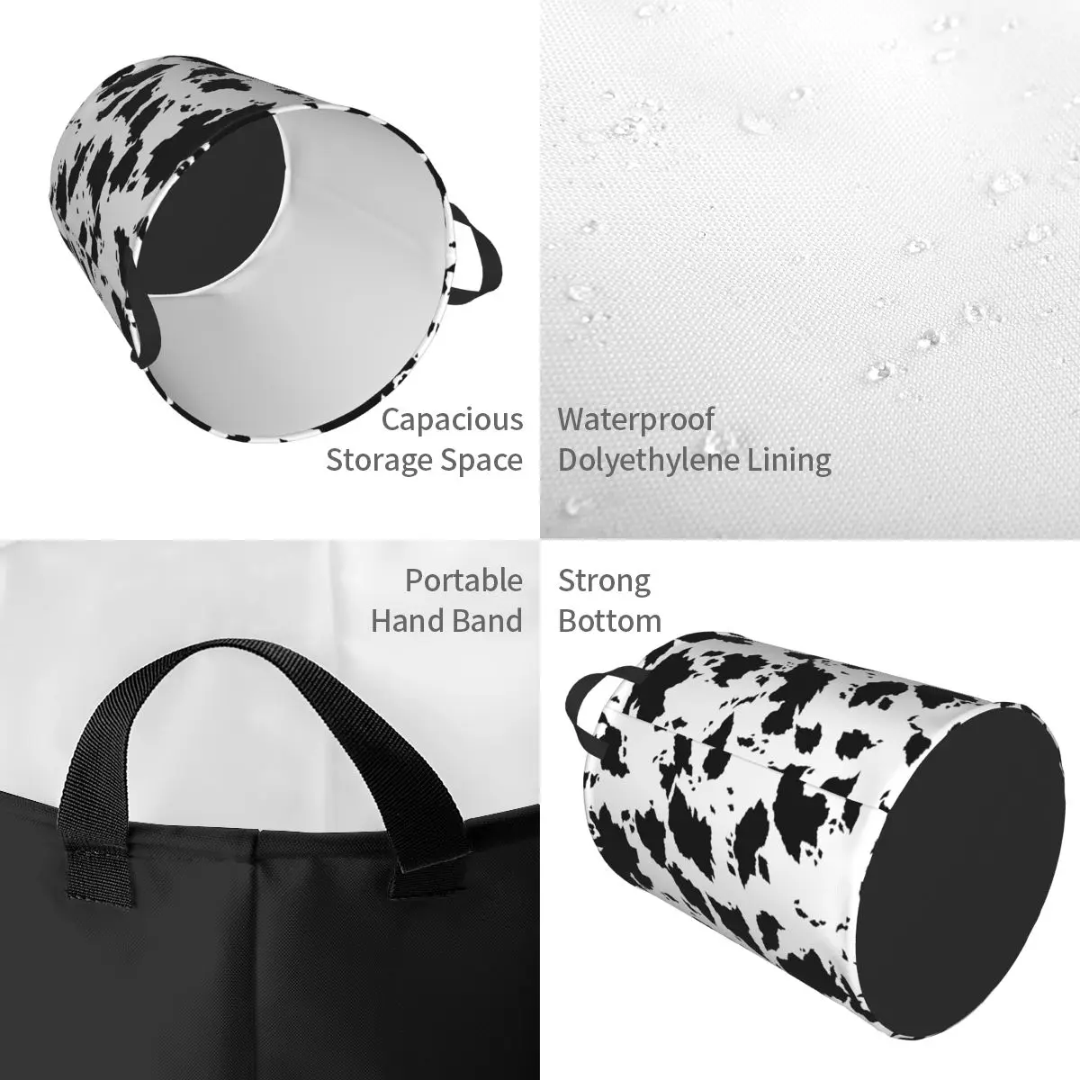 Cow Print Laundry Basket Collapsible Anima Skin Texture Clothes Toy Hamper Storage Bin for Kids Nursery