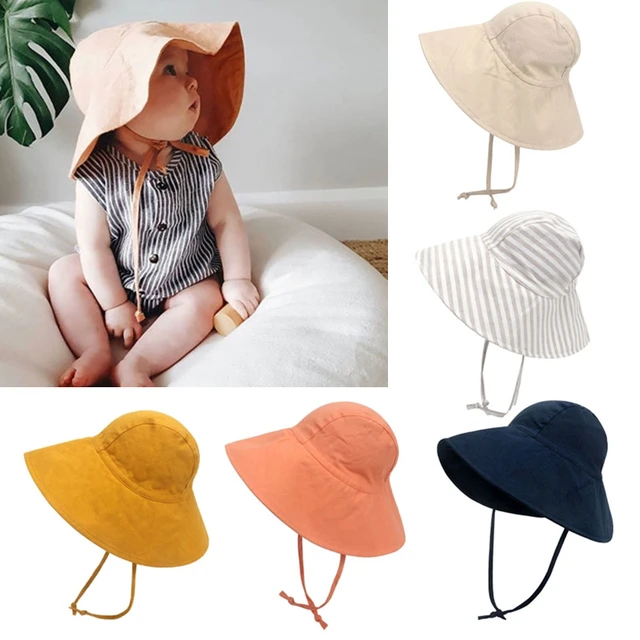 Sombrero de Sol de lino y algodón para bebé, gorro de cubo de ala grande  Unisex, gorro de playa de 3 meses a 8 años, ideal para viajes al aire libre  - AliExpress