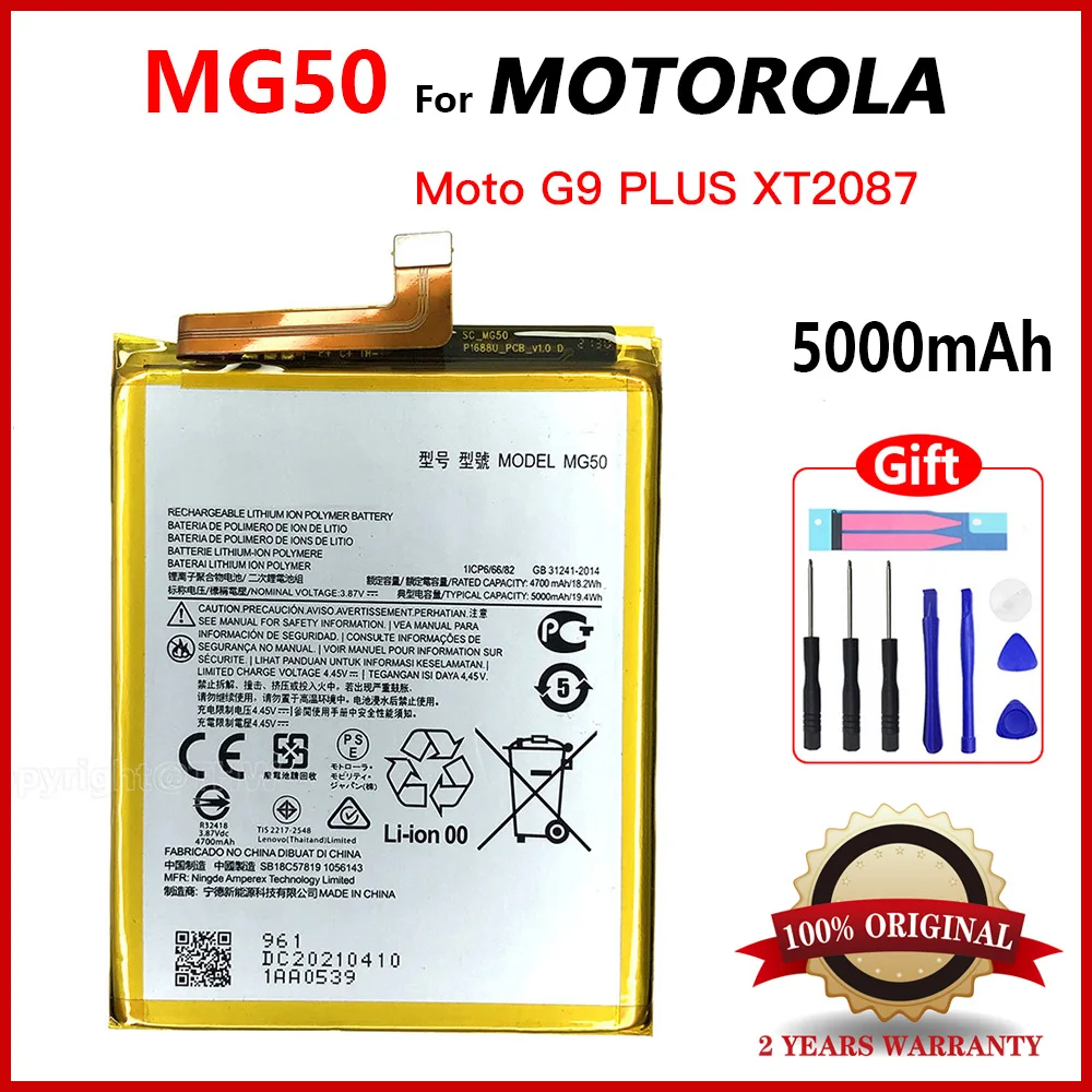 Batteria Di Ricambio Originale Mg50 Batteria Di Alta Qualità Per Motorola Moto G9 Plus G9 + Mg 50 Batterie Per Telefoni Cellulari + Kit Gratuiti
