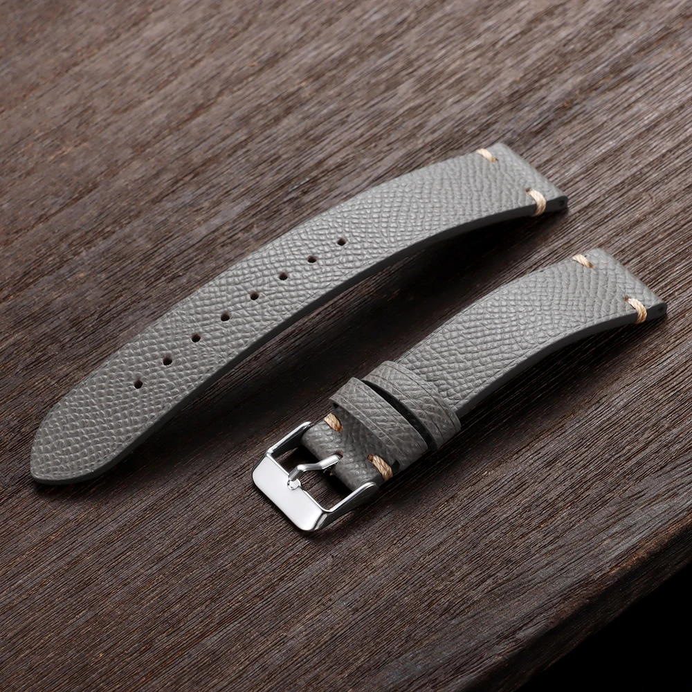 Handcrafted Vintage Leather Watch Band with Detailed Stitching