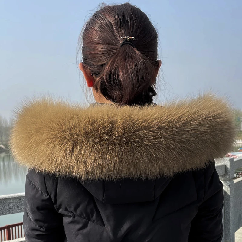 Real Natural Fox Fur Scarf Winter Fashion Coat Trim Straight Collar Women's Luxury Keep Warm Solid Color Scarves Decorate Shawl 5