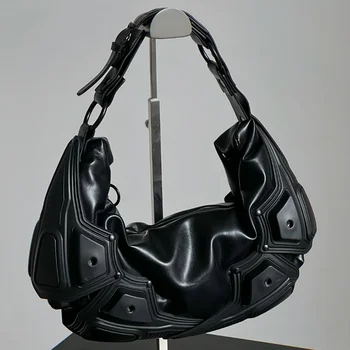 Borsa a tracolla punk da donna Borsa sottobraccio vintage Borsa tote punk Borsa da ascella in pelle PU per ragazze Borsa multitasche Y2K per pendolari quotidiani femminili