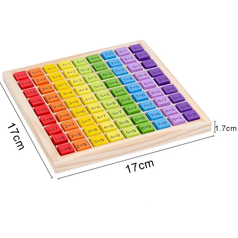 Wooden Multiplication Board Game 81 Cubes Blocks Montessori 9*9 Times Table Tray with Answers Preschool Learning Toys Gift