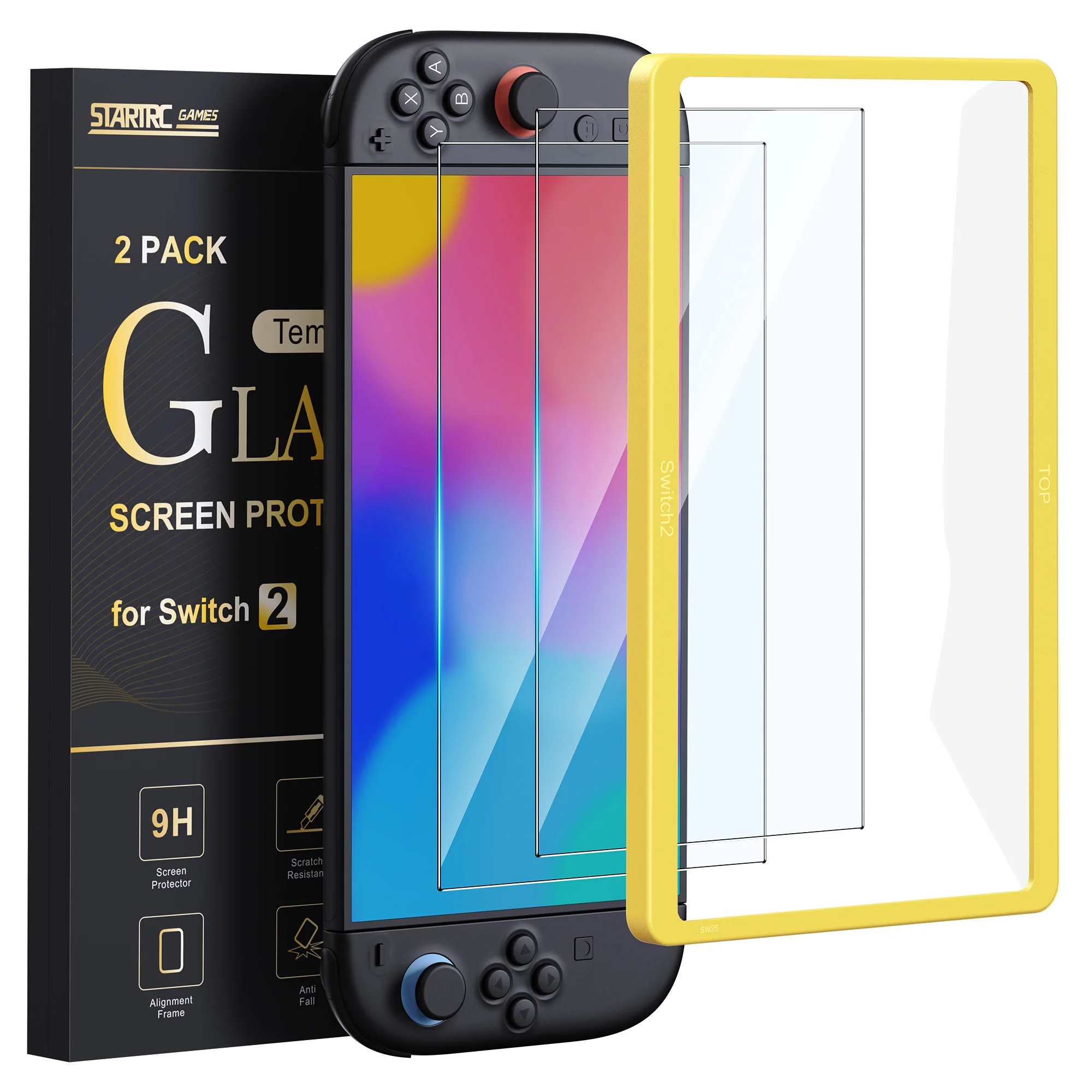 2 Pack HD Clear Anti-Scratch Screen Protector with Alignment Frame for Handheld Gaming Console Display
