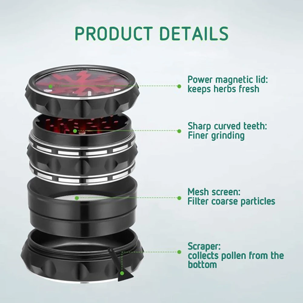 60mm Al Alloy Herb Grinders 4-parts Spice Mills Durable Herb-medicine Kibbler Smoking Accessories for Smoker Holiday Gifts 4