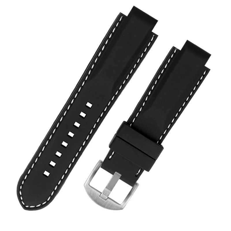 Enhanced Sports Silicone Waterproof Watch Band, 24x16mm - Durable Rubber Bracelet Strap