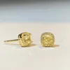 9999 24K real gold retro yellow diamond earrings for women small sugar cubes high-end fashion earrings ice flower cut earrings