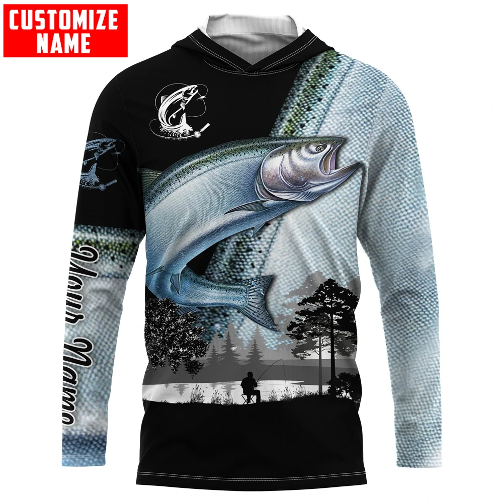 Chinook salmon Fishing Customize Name 3D All Over Printed Men's Hoodie & Sweatshirt Unisex Zip Hoodies Casual Tracksuits KJ890
