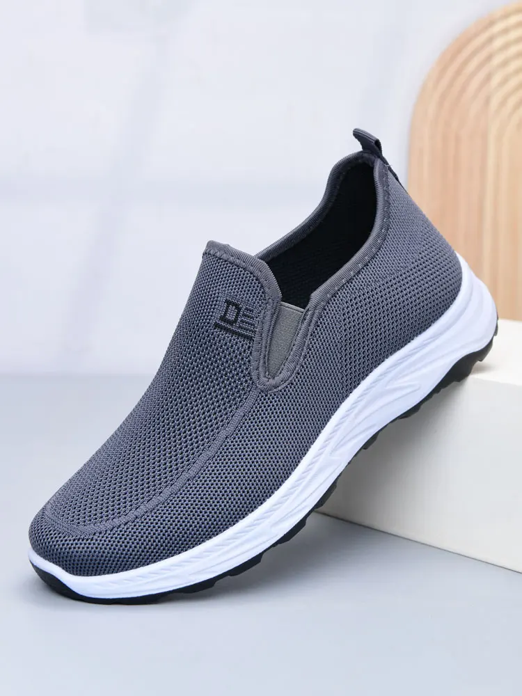 Men's Spring & Fall Mesh Breathable Middle-Aged And Comfortable Dad Elderly Walking Soft Sole Flats Casual Shoes_vogvips.com