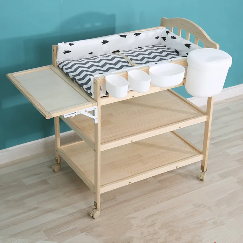 Multi functional solid wood diaper table for newborn baby BB care diaper changing operation table massage