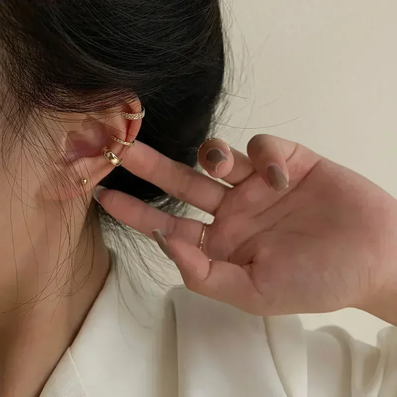Zircon Cute Clip Earrings Female Buckle Ear Cuff No Piercings Fake Cartilage Ear for Women Fashion Jewelry