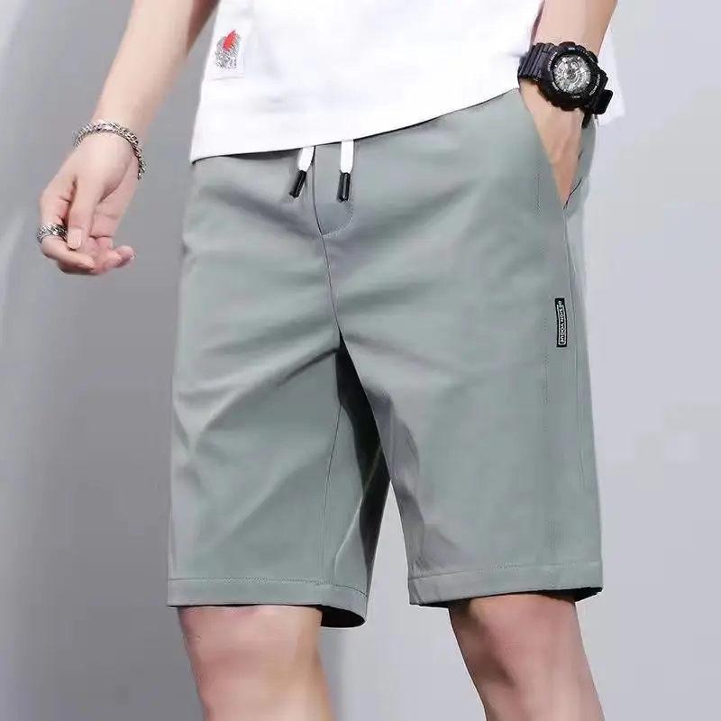 

Fashion Loose Elastic Waist Pockets Shirring Bandage Casual Shorts Men's 2023 Summer New Oversized Solid Color All-match Shorts