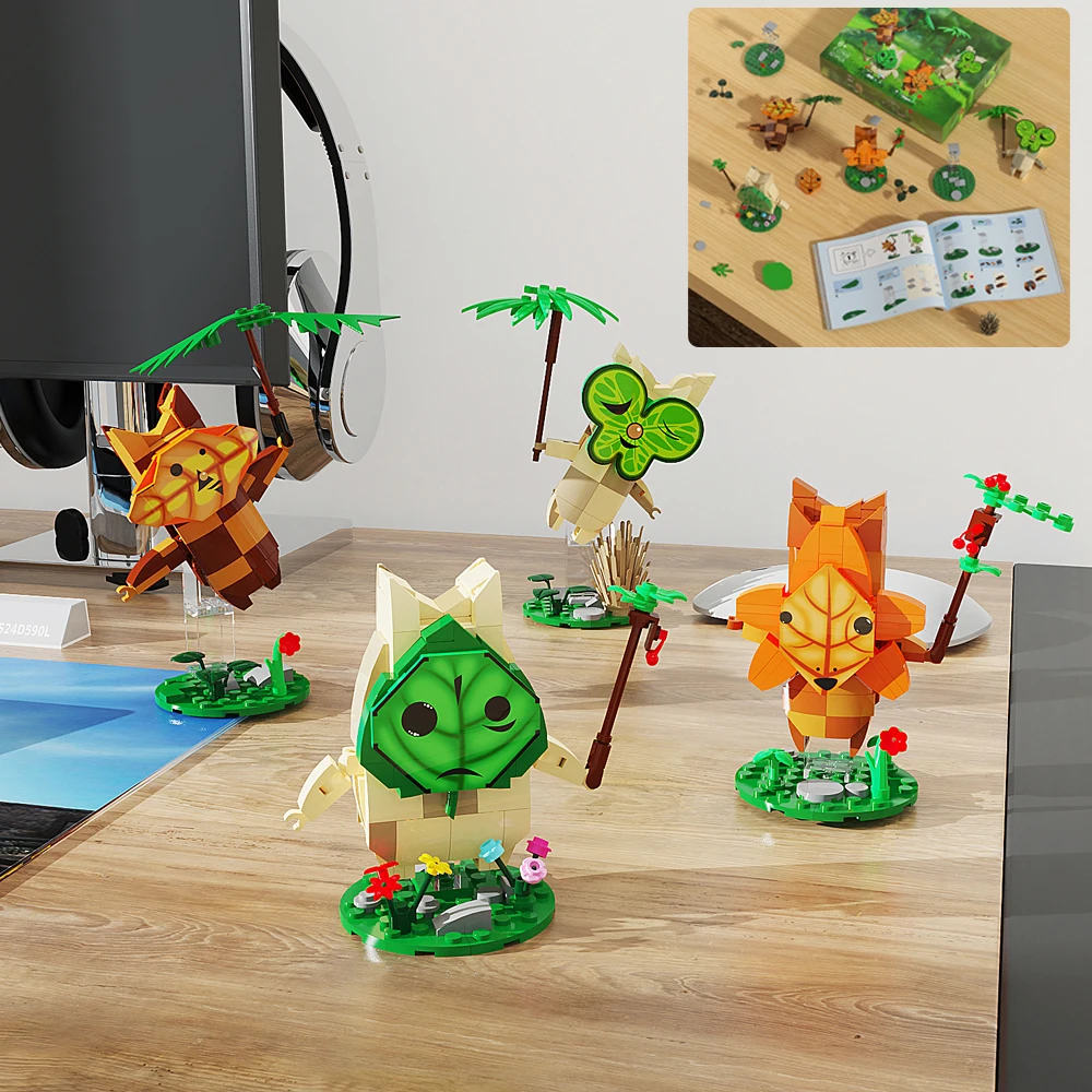 

The Yahaha Tan Korok 4-in-1 Game Roles with Paper Manual and Sticker 521 Pieces DIY Cute Game Forest Elf Blocks Toys for Kids
