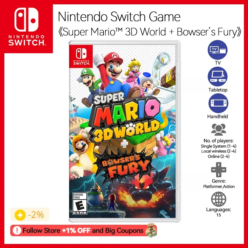 Cartão de jogo Nintendo Switch, Super Mario, 3D World Bowsers Fury, 100%  Oficial, Cartão de jogo físico original, OLED Lite - AliExpress