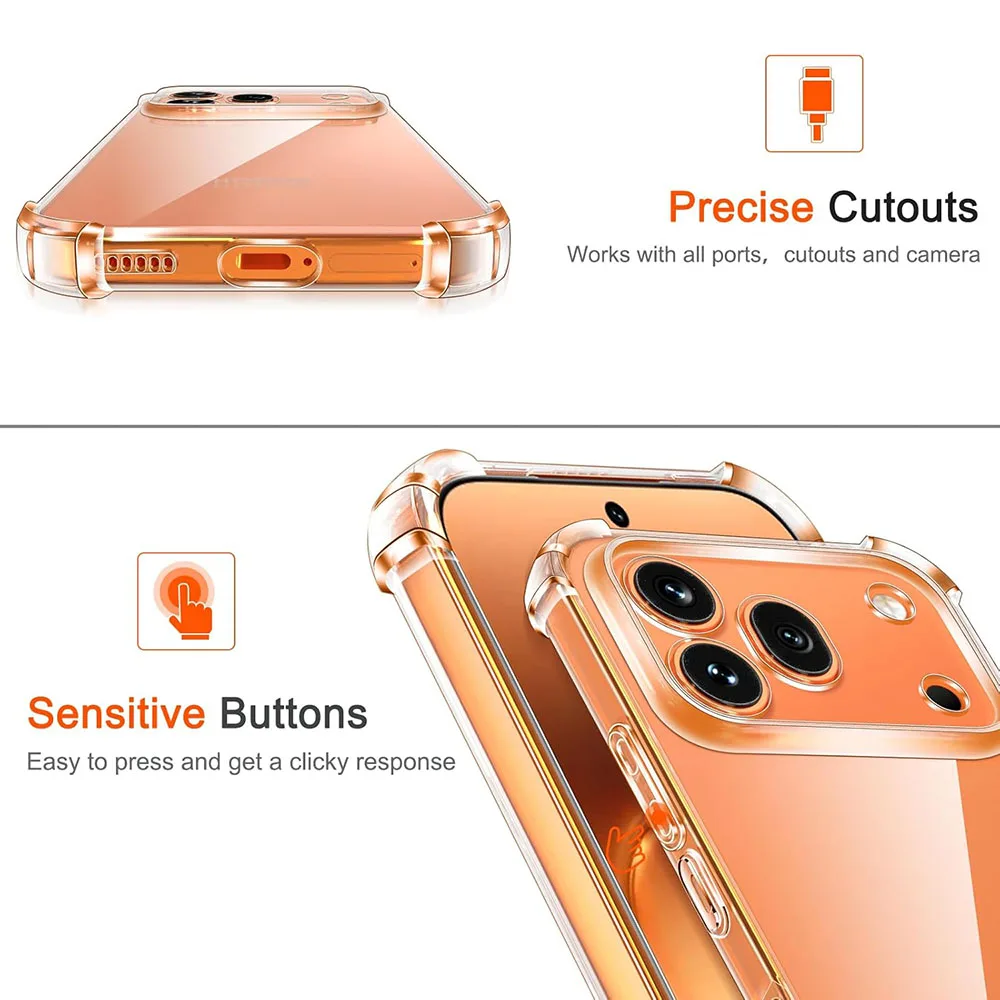 Shockproof Transparent Soft Silicone Case - Ultra Thin Clear TPU Back Cover