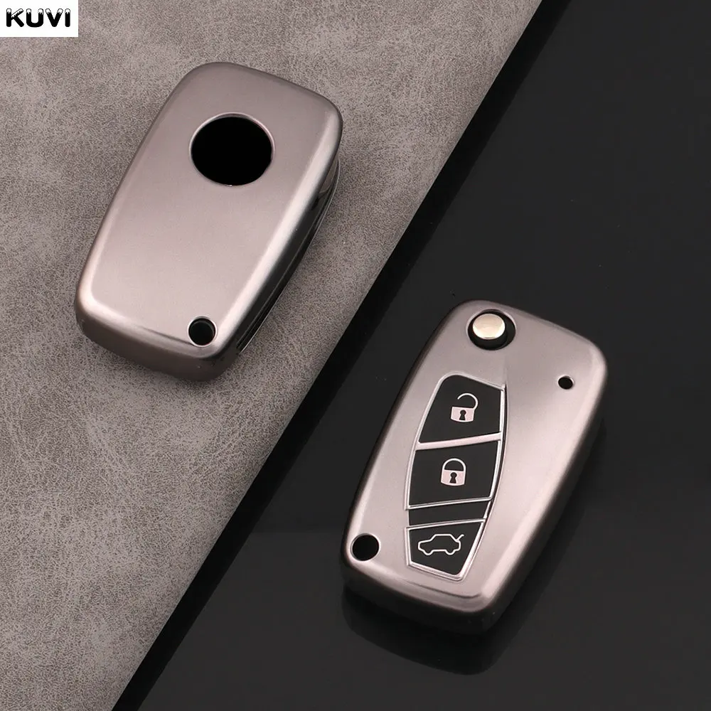 Premium TPU Car Flip Key Case Cover - 3-Button Protection Accessory