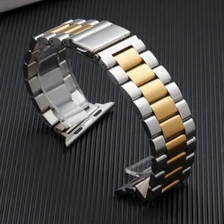 Premium Stainless Steel Watch Band - Sleek Metal Strap with Adjustable Design - 42 - 44 - 45 - 49 - S10 46mm (Silver gold 12)