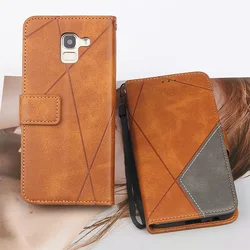Deluxe Leather Flip Wallet Case with Card Holder - Samsung J6 Plus 2018 (Light brown)