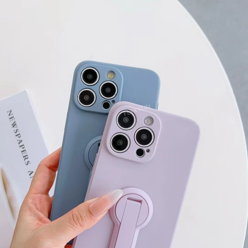 Luxury Hidden Folding Bracket Stand Matte Silicone Phone Case