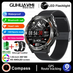 Next-Gen Outdoor Sport Smart Watch for Men - GPS Fitness Tracker with Compass, LED Flashlight, and 3ATM Waterproof Technology (Black Mesh Belt 2A)