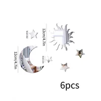 6pcs Moon & Star Mirror Wall Stickers Kids Bedroom Decor Ramadan Kareem Holiday Birthday Party Decor for Home Living Room 4