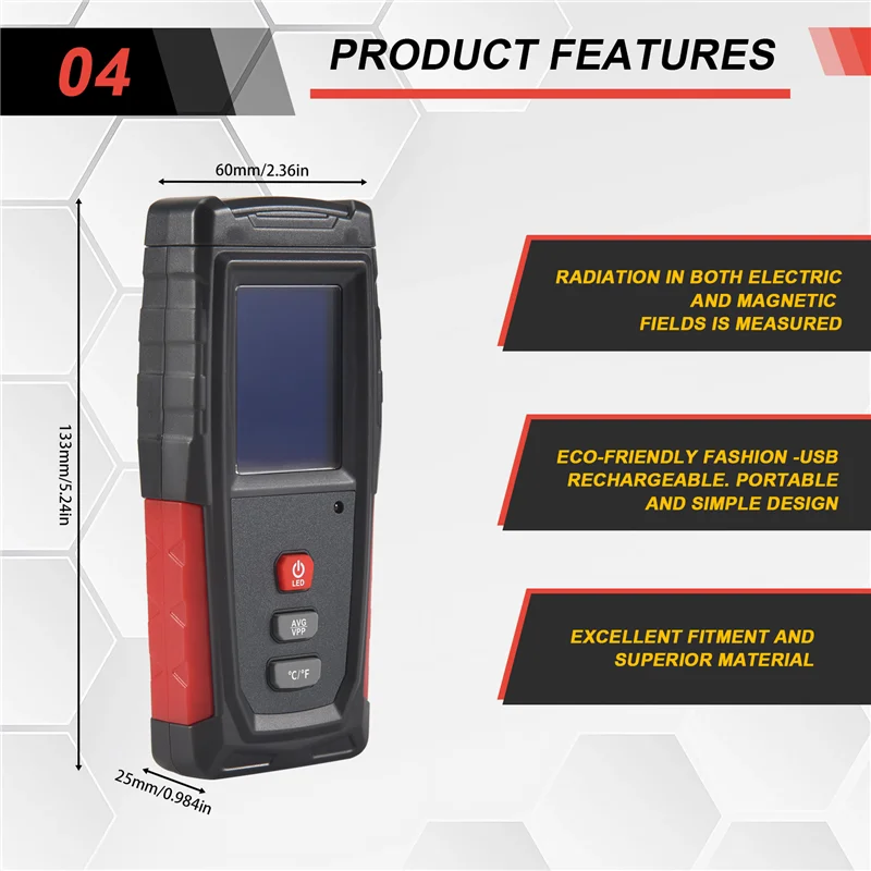 B62B-EMF 미터 USB 충전식, 가전제품용 전자기장 및 온도 정확도를 위한 방사선 검출기