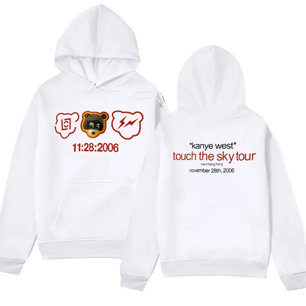 Rapper Kanye West The College Dropout Album Music Touch The Sky Tour Graphic Print Hoodie Fashion Hip Hop Hooded Sweatshirts