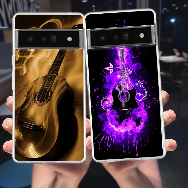 Guitar Music Art Shockproof Transparent Phone Case Cover