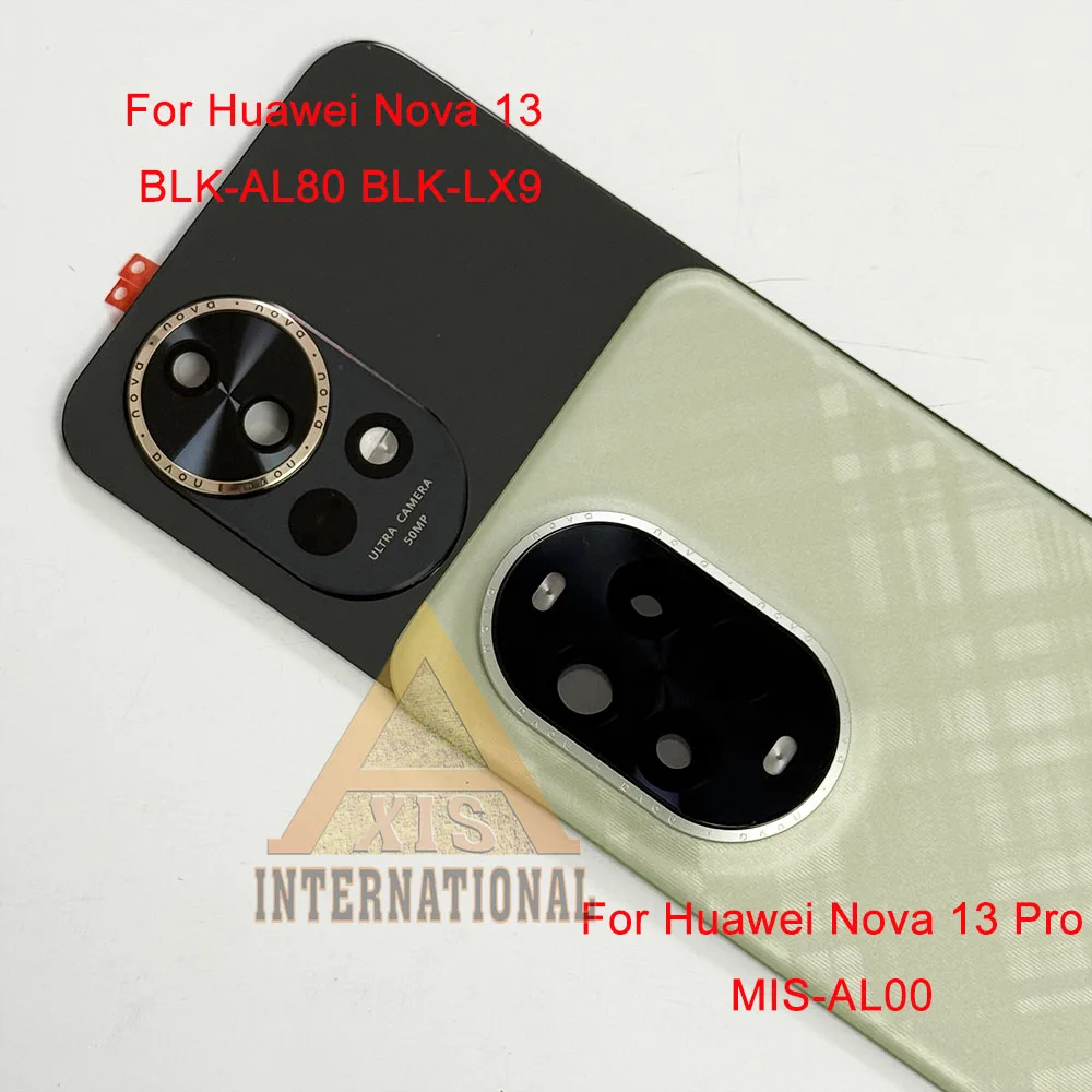? 화웨이 노바 13 BLK-AL80 BLK-LX9용 오리지널 후면 배터리 커버 케이스/노바 13 프로 MIS-AL00용 카메라 프레임+유리 렌즈+플래시