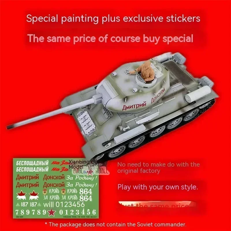 Russian Tank 1:16 Rc T34/85 Painted Snow Version Tank Competitive Gun Turret Rotating Remote Control Simulation Model Toy 4