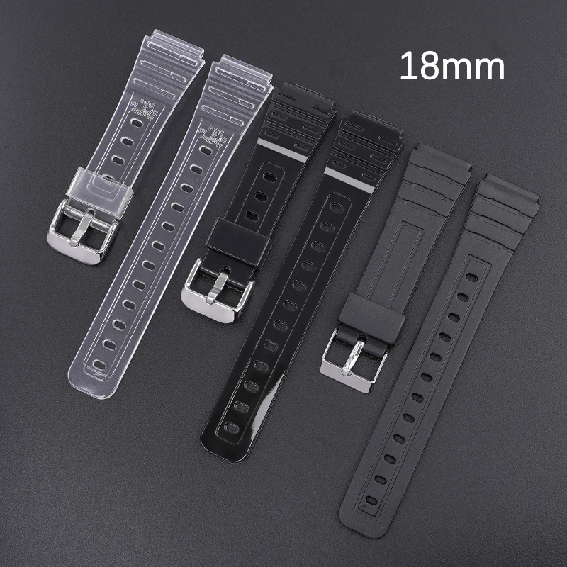 Transparent Waterproof Resin Watch Band with 18mm Rubber Sport Strap