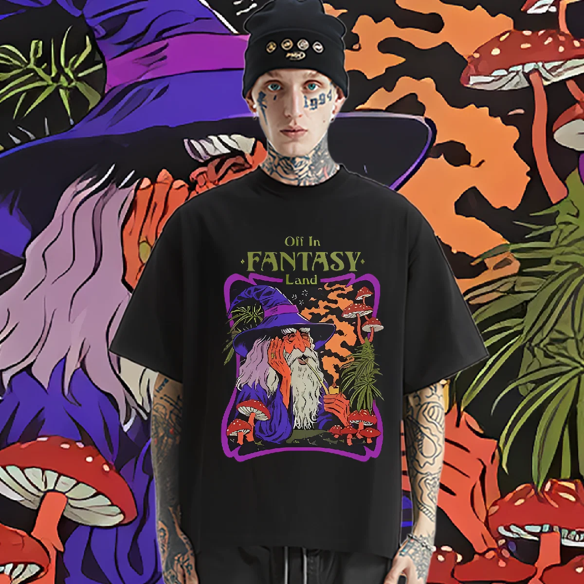 

Magic Oversized Loose Tee Classic Vintage For Men‘s T Shirt High Quality Hippie Tshirt Fashion Street Tees Breathable T-shirt