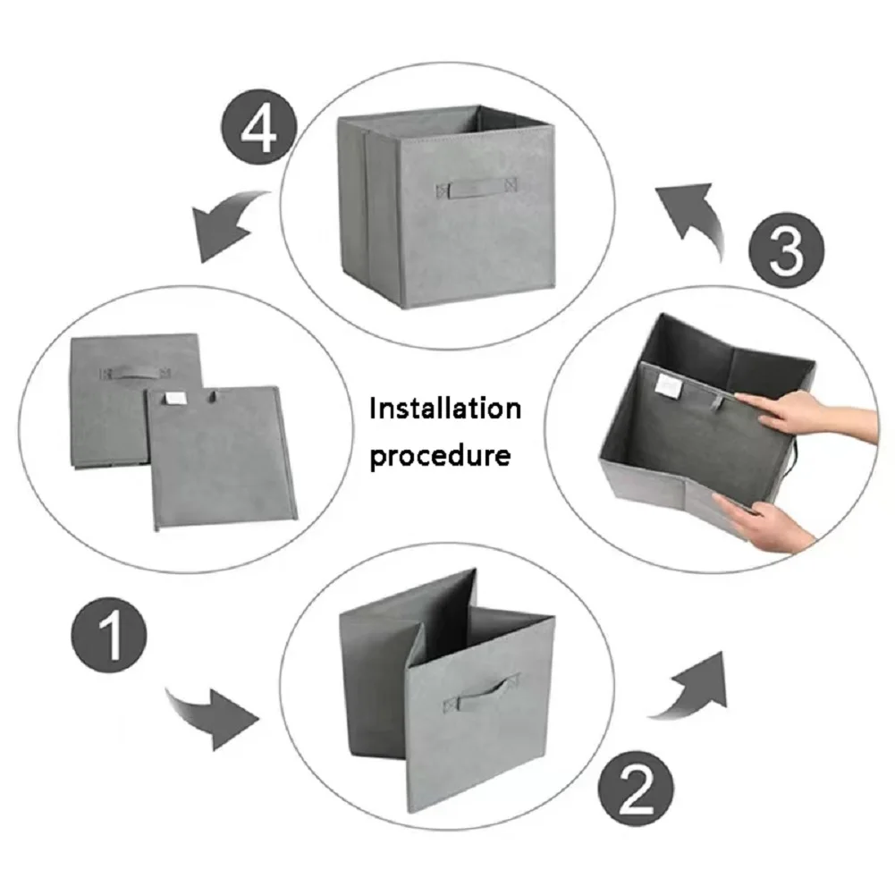 Foldable Storage Box Non-woven Clothes Fabric Bin Collapsible Cube Closet Drawers Organizer With Handle for Clothes,Sundries Box 4