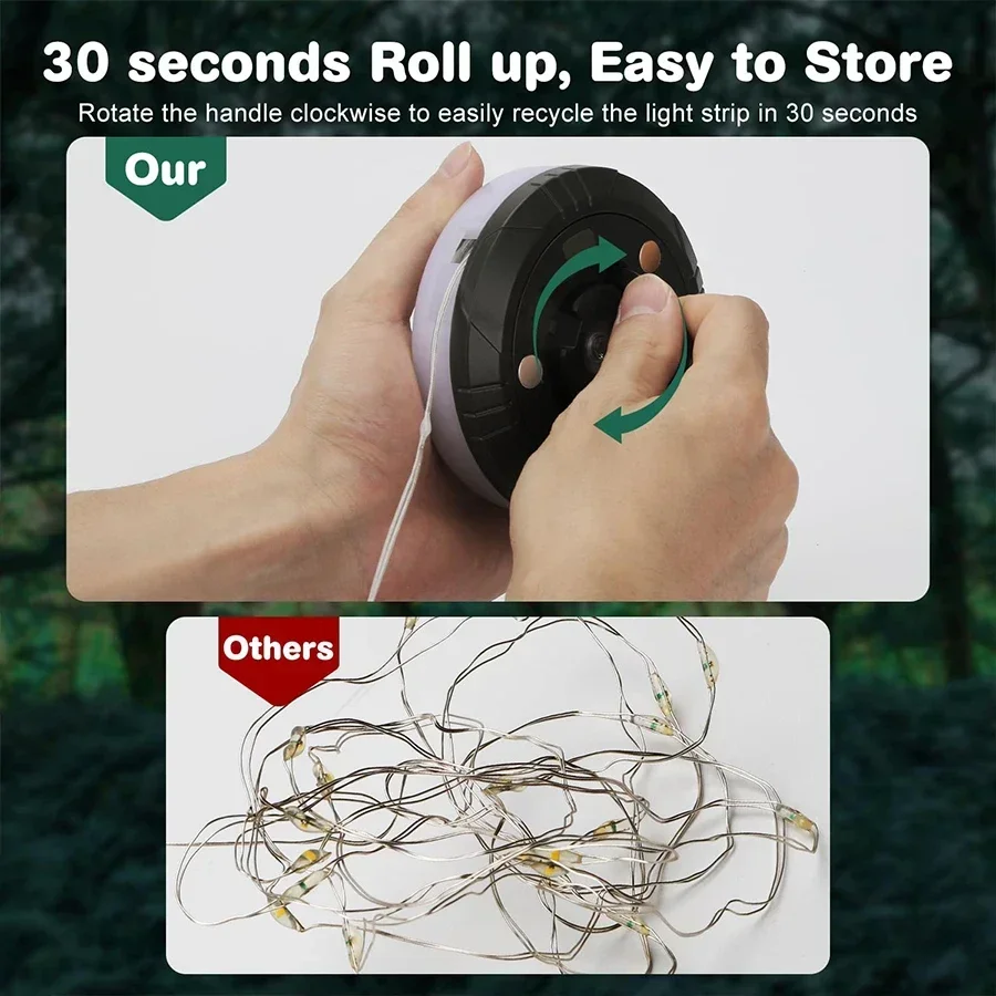 Camping Light Solar USB Rechargeable LED Tape Measure String Lights RGB Warm Color For Picnic Camping 10M Restaurant Tent Decoration