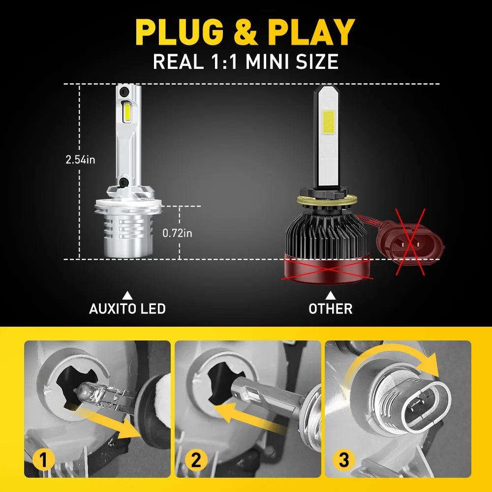 AUXITO 2Pcs H27 880 LED Fog Light Headlight Bulb 881 H27W/1 H27W/2 Auto Fog Lamp Driving Running Lamp 6500K Car Accessories