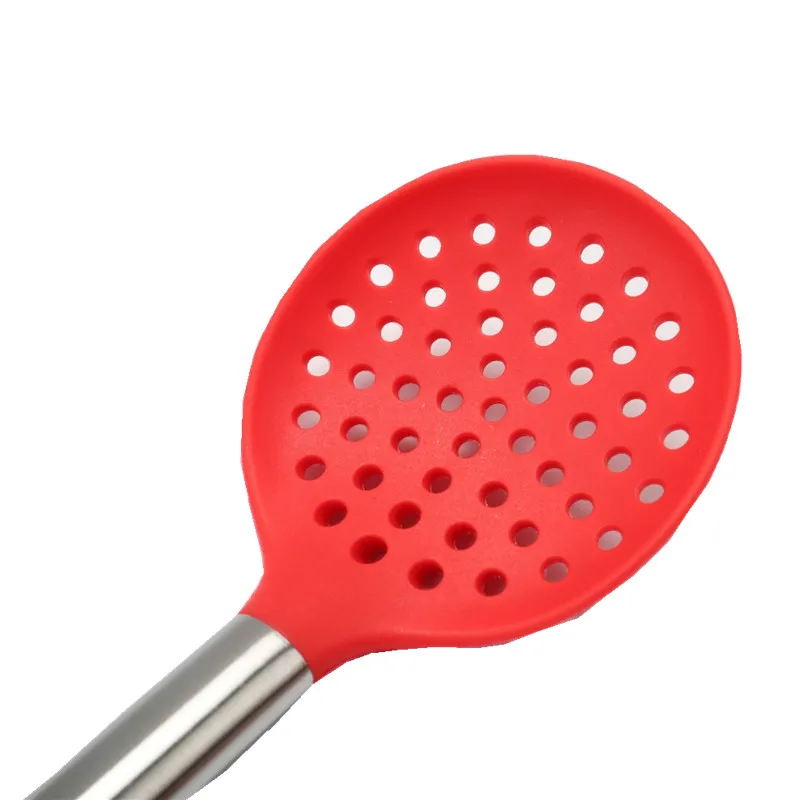 Food Grade,Silicone Salad Spoon,Soup Spoon, Colander Kitchen Accessories,Cooking Utensil, Kitchen Gadget, Stainless Steel Handle